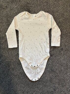 Zara cream long sleeve body suit with brown half-moons and dots